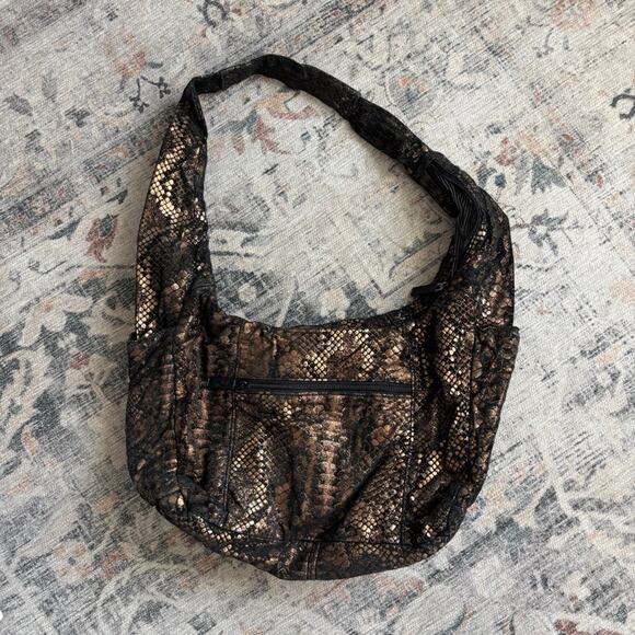 Bags by Pinky Slouchy Shoulder Bag Hobo Snakeskin Brown Y2K - Picture 4 of 10